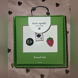 NWT Kate Spade  x Target Brooch Set Strawberry 8 Ball Ace Card